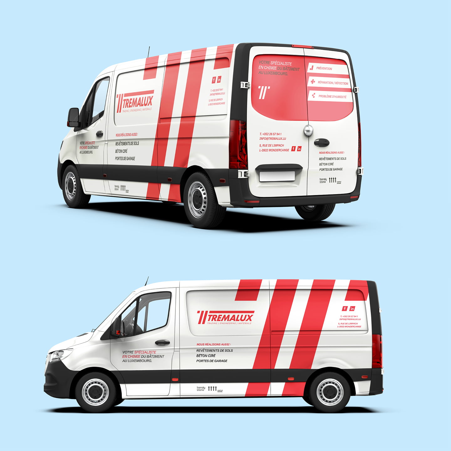 Mockup d'une proposition de design de covering pour voitures et camionnettes pour Tremalux (après le rebranding par Takaneo)