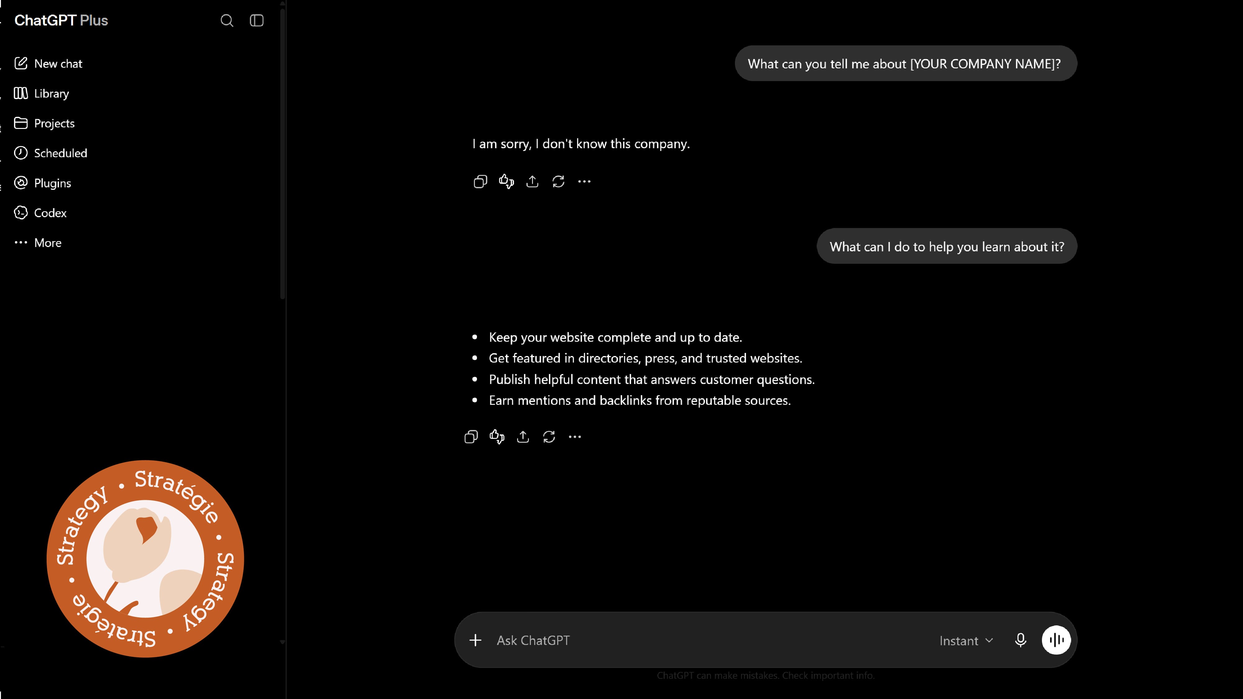 Company ranking first on Google but absent from ChatGPT answers, brand visibility in generative engines